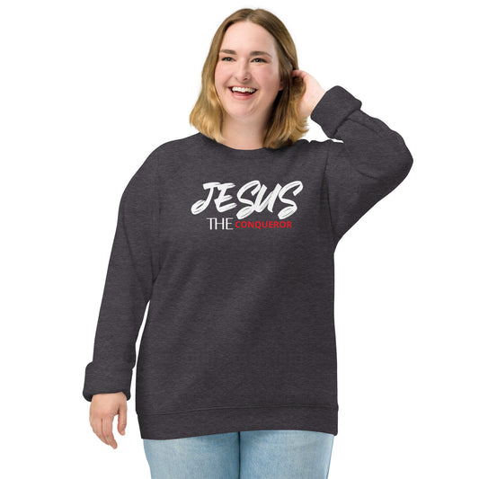 Jesus Unisex organic raglan sweatshirt
